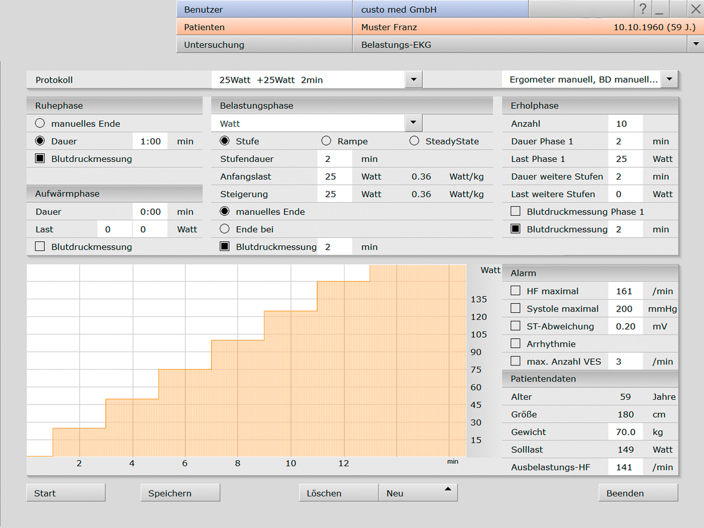 Belastungs-EKG in der custo diagnostic